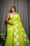 Sheuli Hand Print CK Khadi Saree for Women - Purple for women