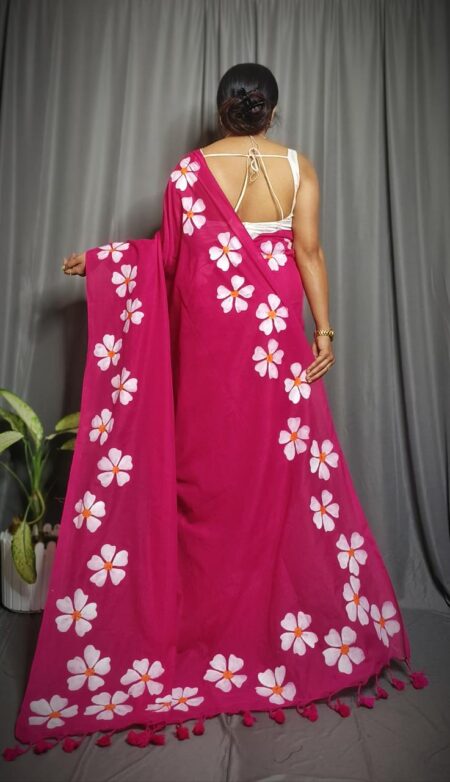 Sheuli Hand Print CK Khadi Saree for Women - Purple for women