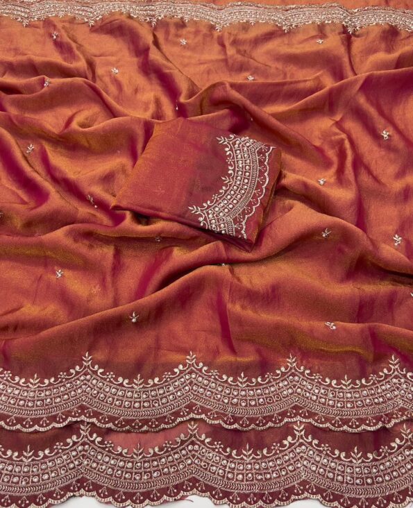 Party Wear NC Moss Satin Saree with Embroidery Work - Lavendar Party Wear NC Moss Satin Saree with Embroidery Work - Lavendar for women