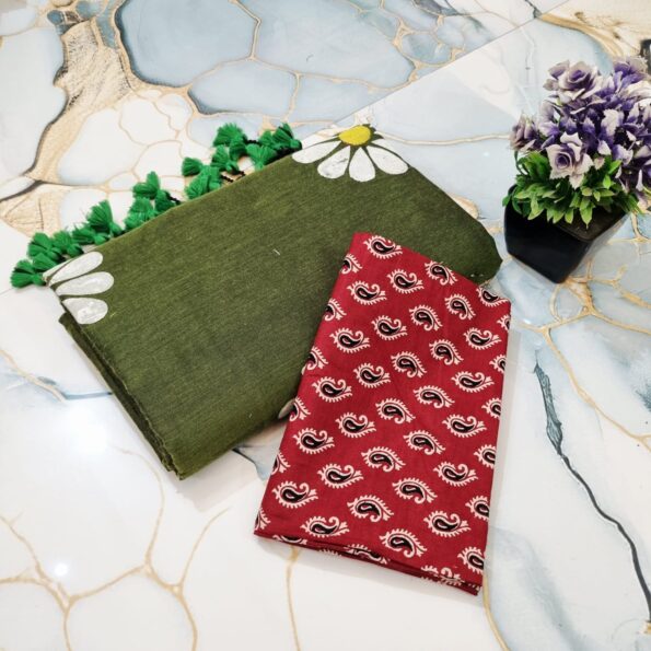 Sunflower Hand Print CK Khadi Saree with Kalamkari Blouse Piece | Premium Cotton Saree Sunflower Hand Print CK Khadi Saree with Kalamkari Blouse Piece | Premium Cotton Saree for women