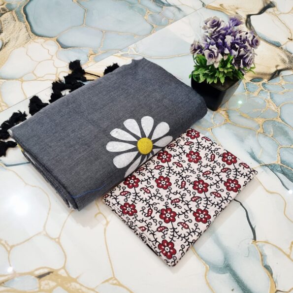 Sunflower Hand Print CK Khadi Saree with Kalamkari Blouse Piece | Premium Cotton Saree Sunflower Hand Print CK Khadi Saree with Kalamkari Blouse Piece | Premium Cotton Saree for women