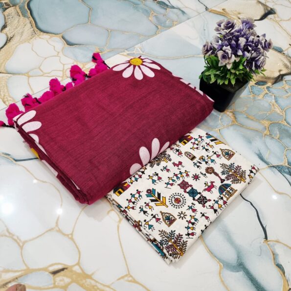 Sunflower Hand Print CK Khadi Saree with Kalamkari Blouse Piece | Premium Cotton Saree Sunflower Hand Print CK Khadi Saree with Kalamkari Blouse Piece | Premium Cotton Saree for women