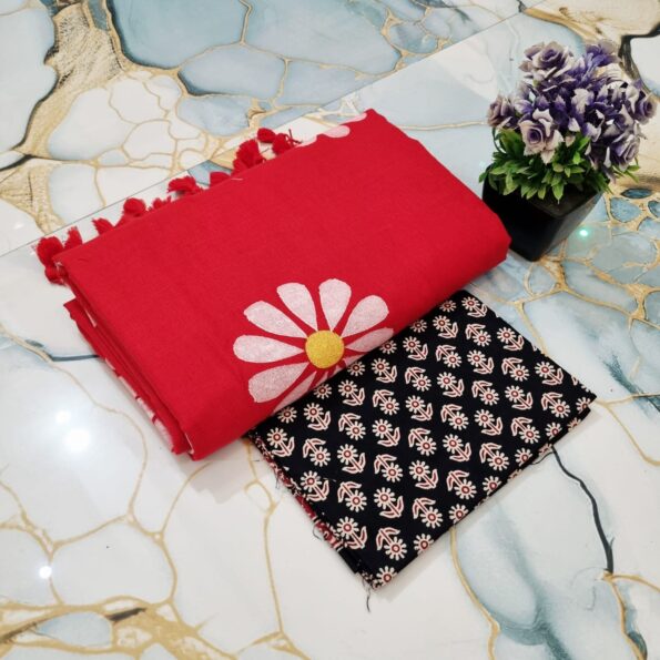 Sunflower Hand Print CK Khadi Saree with Kalamkari Blouse Piece | Premium Cotton Saree Sunflower Hand Print CK Khadi Saree with Kalamkari Blouse Piece | Premium Cotton Saree for women