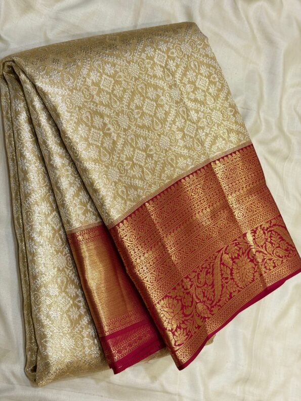 2G Zari Kanchipuram Pure Silk Bridal Saree with Gold Brocade - KN101 for women