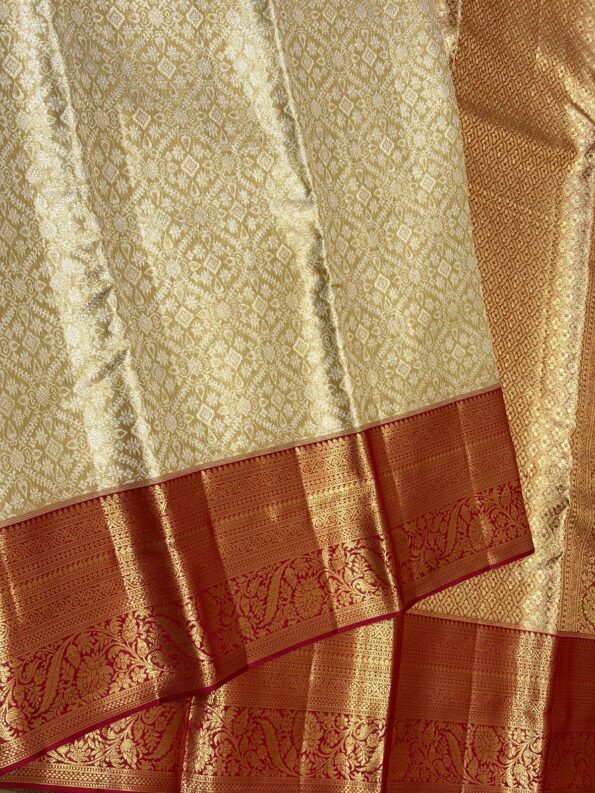 2G Zari Kanchipuram Pure Silk Bridal Saree with Gold Brocade - KN101 for women