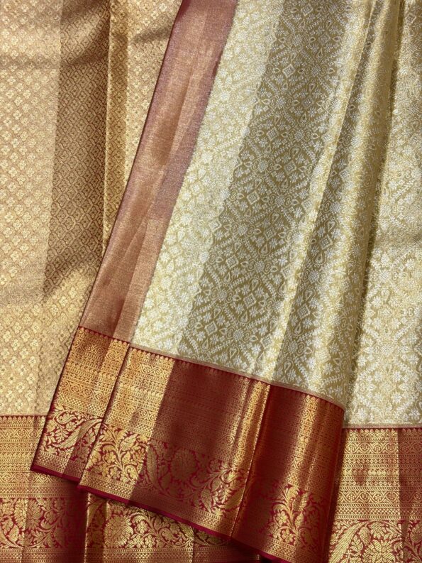 2G Zari Kanchipuram Pure Silk Bridal Saree with Gold Brocade - KN101 for women