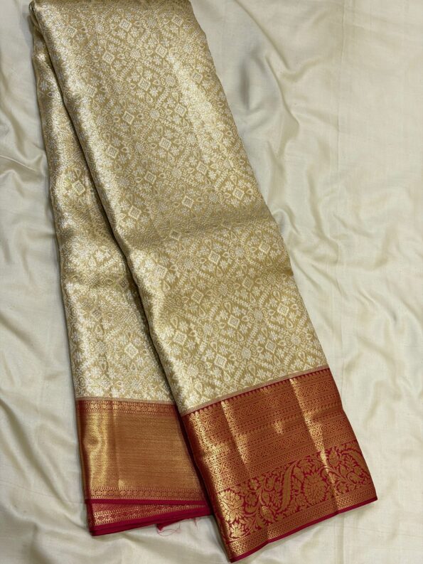 2G Zari Kanchipuram Pure Silk Bridal Saree with Gold Brocade - KN101 for women