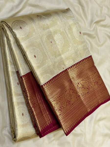 2G Zari Kanchipuram Pure Silk Bridal Saree with Gold Brocade - KN101 for women