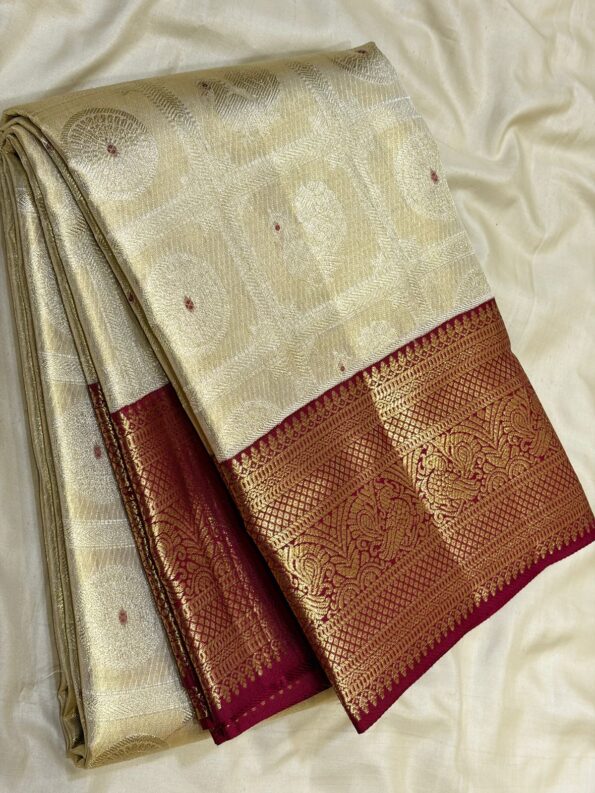 2G Zari Kanchipuram Pure Silk Bridal Saree with Gold Brocade - KN101 for women