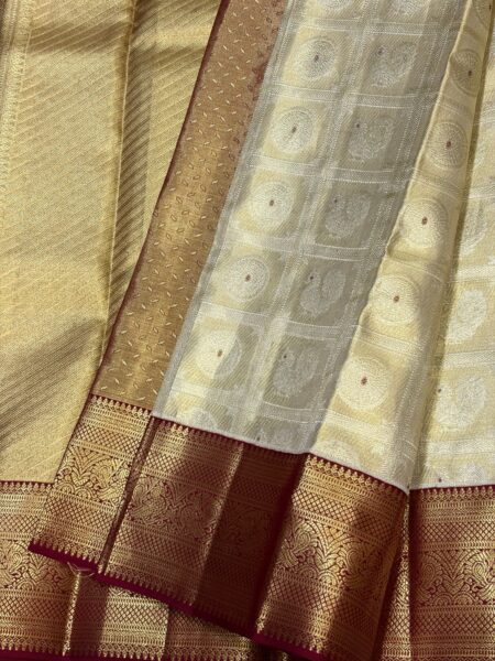 2G Zari Kanchipuram Pure Silk Bridal Saree with Gold Brocade - KN101 for women