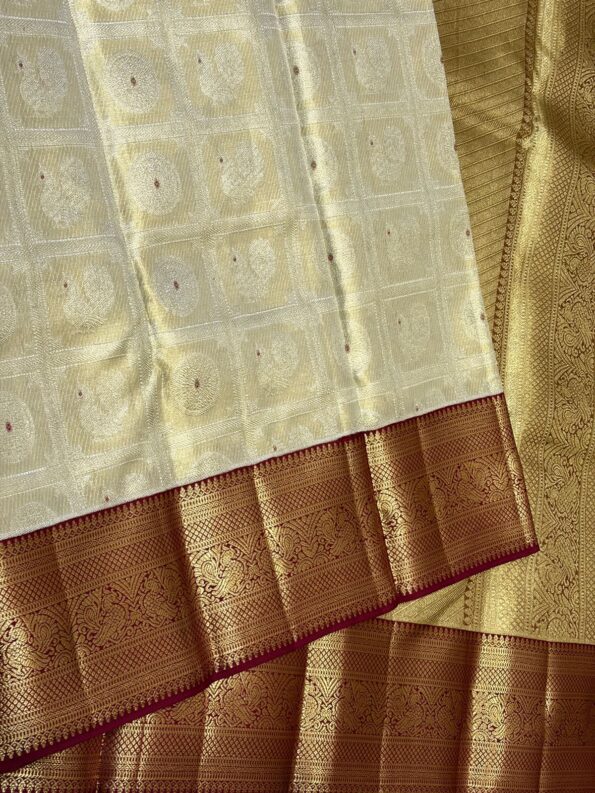 2G Zari Kanchipuram Pure Silk Bridal Saree with Gold Brocade - KN101 for women