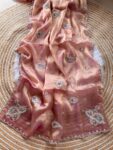 Super Soft Simmer Tissue Saree with Embroidery & Sequins Work - Peach for women