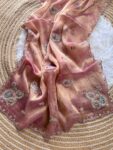 Super Soft Simmer Tissue Saree with Embroidery & Sequins Work - Peach for women