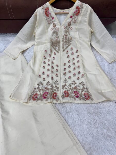 Embroidered Silk Cord Set with Full Inner Palazzo Embroidered Silk Cord Set with Full Inner Palazzo for women