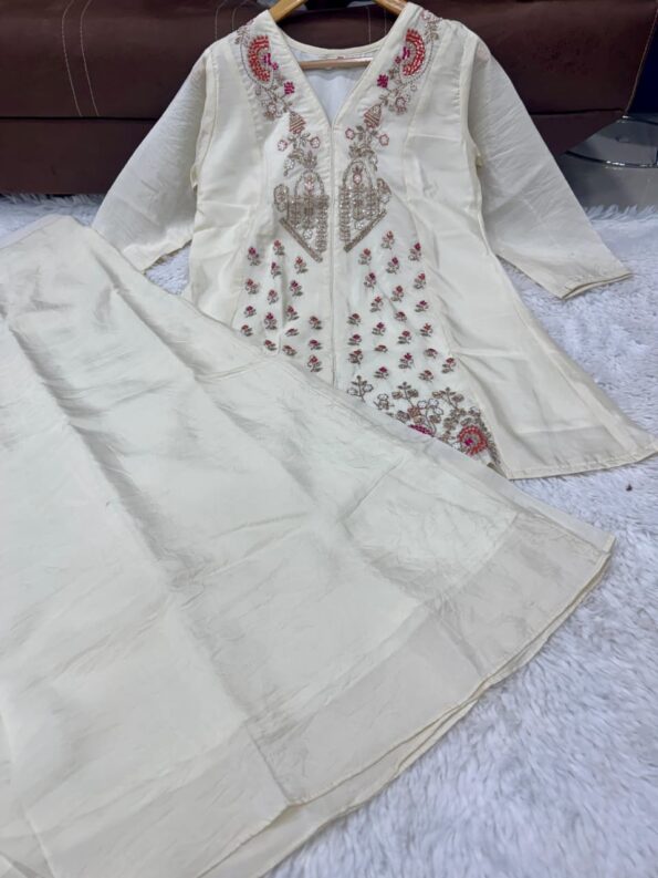 Embroidered Silk Cord Set with Full Inner Palazzo Embroidered Silk Cord Set with Full Inner Palazzo for women