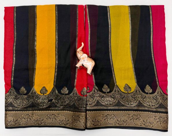 Party Wear Banarasi Georgette Sarees with Zari Border & Lahariya Design Party Wear Banarasi Georgette Sarees with Zari Border & Lahariya Design for women