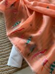 Orange Doriya Saree with Paisley Embroidered Border | Izzara for women