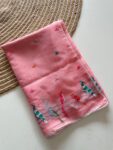 Peach Doriya Saree with Paisley Embroidered Border | Izzara for women