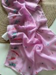 Pink Doriya Saree with Paisley Embroidered Border | Izzara Pink Doriya Saree with Paisley Embroidered Border | Izzara for women