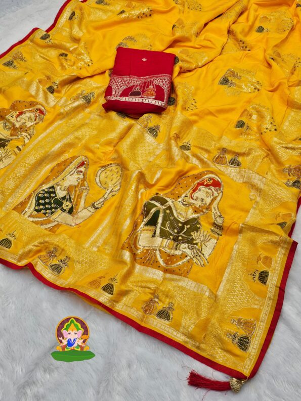 Pure Dola Viscose Meenakari Zecard Weaving Saree with Jarkan Diamond Work Pure Dola Viscose Meenakari Zecard Weaving Saree with Jarkan Diamond Work for women