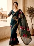 Black Manipuri Floral Digital Print Saree Black Manipuri Floral Digital Print Saree for women