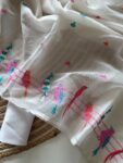 White Doriya Saree with Paisley Embroidered Border | Izzara for women