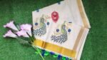 Kerala Set Saree - Traditional Kerala Kasavu Cotton Saree - Peacock - Green, Blue for women