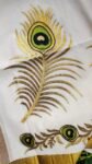 Kerala Set Saree - Traditional Kerala Kasavu Cotton Saree - Peacock Feather Design for women