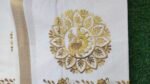Kerala Set Saree - Traditional Kerala Kasavu Cotton Saree - Golden Peacock for women