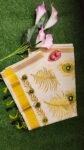 Kerala Set Saree - Traditional Kerala Kasavu Cotton Saree - Peacock Feather Design for women